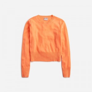 J.Crew Cashmere shrunken crewneck sweater Bright Cantaloupe Factory Outlet | 57UQFTPVS