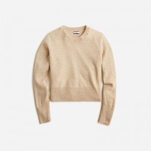 J.Crew Cashmere shrunken crewneck sweater Hthr Stone Sale | 21LWJUNVF