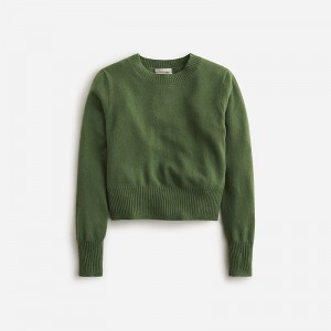 J.Crew Cashmere shrunken crewneck sweater Utility Green Clearance | 32BGFTKZL