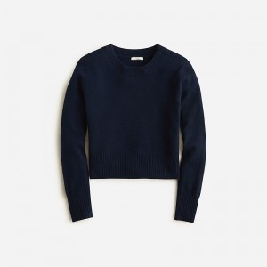 J.Crew Cashmere shrunken crewneck sweater Navy Factory Promo | 69CABNIFM