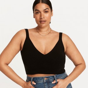 J.Crew Cashmere-blend cropped sweater-tank Black Clearance | 47TBPQYLZ