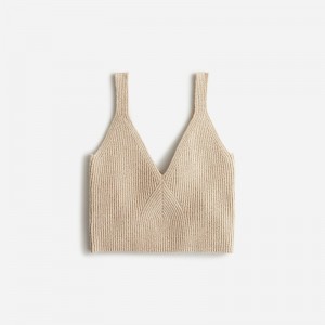 J.Crew Cashmere-blend cropped sweater-tank Hthr Stone USA | 13OMFAGTU