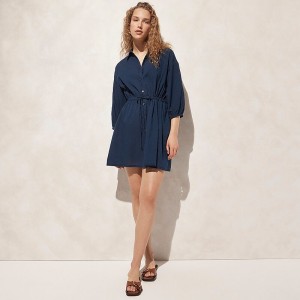 J.Crew Cinched shirtdress in indigo cotton voile Luna Wash Outlet Online | 76CASJHWO