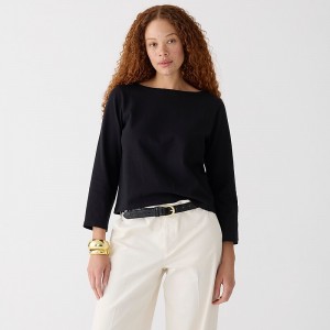 J.Crew Classic mariner cloth boatneck T-shirt Black Sale | 26OVYZCXM