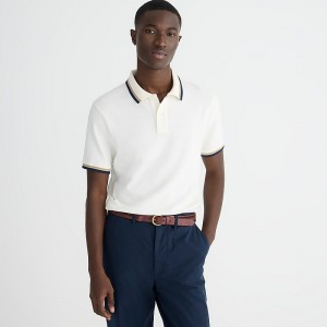 J.Crew Classic piqué polo shirt Blocked Tipped Ivory Na Online | 04ZWJTBLV