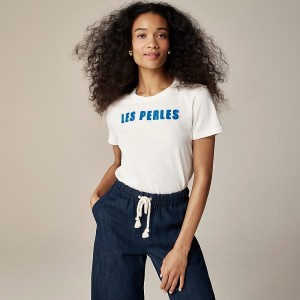 J.Crew Classic-fit "Les perles" graphic T-shirt Le Pearl Online | 03SNFTYRX