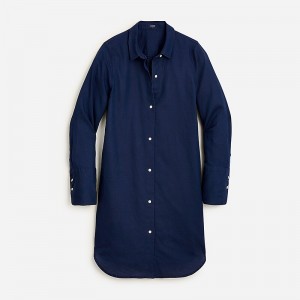 J.Crew Classic-fit beach shirt linen-cotton blend Navy Clearance | 40PADBUVY