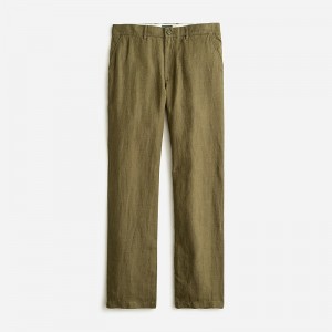 J.Crew Classic-fit linen trouser Olive White Sale | 25PWJULZB