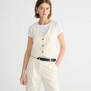 J.Crew Classic-fit vest in city twill Soft Ivory Online | 80AUDHLNP