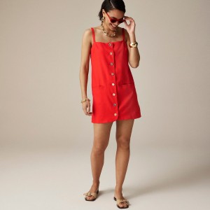 J.Crew Claudia dress in linen Red Factory Outlet | 58JQAUEYC