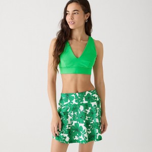 J.Crew CloudStretch deep V-neck sports bra in checkerboard Green Online | 89FEVCODY