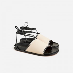 J.Crew Colbie braided lace-up sandals in leather Toasted Cream Online | 84XKDAQIG