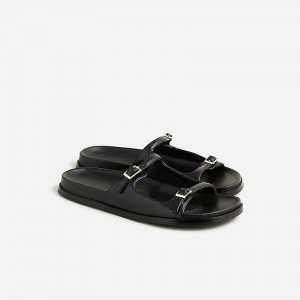 J.Crew Colbie buckle sandals in leather Black Clearance | 37YNQRWCU