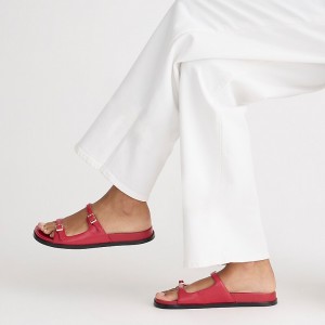 J.Crew Colbie buckle sandals in leather Red Factory Outlet | 53ICUXNJT