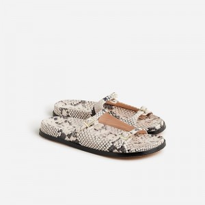 J.Crew Colbie buckle sandals in snake-embossed leather Natural Clearance | 39NLEFQPG