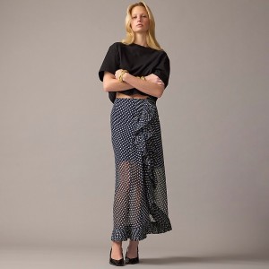 J.Crew Collection chiffon ruffle skirt Dark Evening Online | 89JCDLNVF