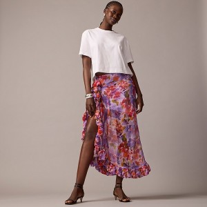 J.Crew Collection chiffon ruffle skirt Purple Floral Online | 82NXHELDM