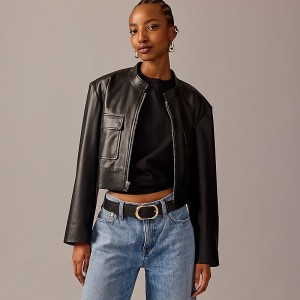 J.Crew Collection distressed leather jacket Black USA | 12QLWDMVI