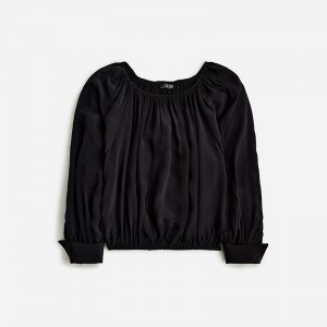 J.Crew Collection sheer gathered top Black Sale | 26WIVKRHA