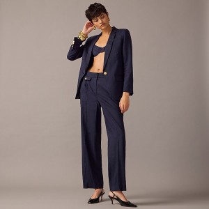 J.Crew Collection side-tab trouser in Italian linen blend Navy Online | 03XOABQNT