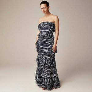 J.Crew Collection tiered ruffle dress in chiffon Dark Evening Factory Outlet | 59ERWBCZA