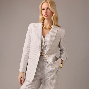 J.Crew Collection tuxedo blazer in Italian linen blend with Lurex® metallic threads Ivory Grey Lurex Sale | 24YOFWKRV