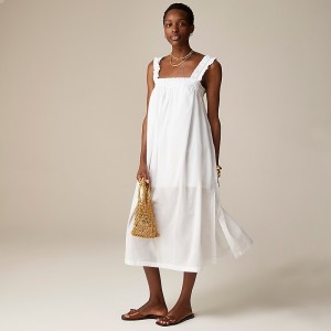 J.Crew Cotton voile ruffle-trim shift dress White Online | 08YAECUQI