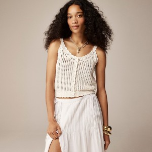 J.Crew Crochet button-up sweater-tank Ivory Online | 80GXBAZVI