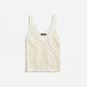 J.Crew Crochet shell-embroidered tank top Ivory Factory Promo | 63XBQADWK