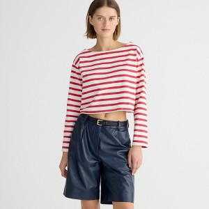 J.Crew Cropped boatneck T-shirt in mariner cotton Carter Stripe Natural R Factory Outlet | 59EWZFDAM