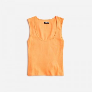 J.Crew Cropped fine rib scoopneck tank top Warm Clementine USA | 14RNMULWY