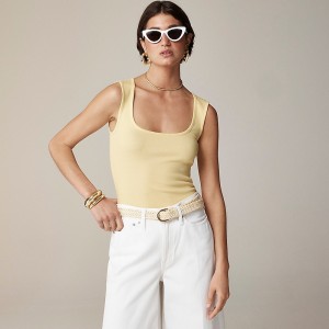 J.Crew Cropped fine rib scoopneck tank top Sunflower Sands Clearance | 41AMXBFWQ