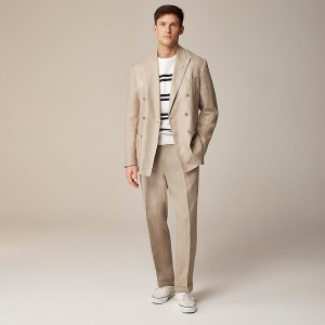 J.Crew Crosby Classic-fit double-breasted unstructured suit jacket in linen blend Flax Outlet Online | 70EAZBVDJ