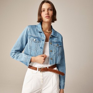 J.Crew Cut-off denim jacket in Medium Indigo wash Medium Indigo Wash Outlet | 93OXYSJLD