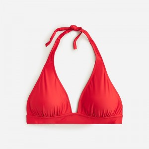 J.Crew DD halter tie-back bikini top with mesh Venetian Red Factory Promo | 64KUMNOPZ