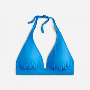 J.Crew DD halter tie-back bikini top with mesh Bondi Blue Outlet | 98BSDUFGN