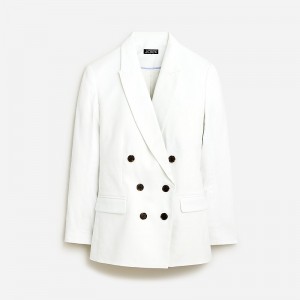 J.Crew Double-breasted blazer in stretch linen blend White Factory Promo | 63LIVQOZA