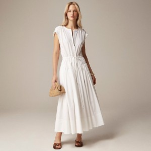 J.Crew Drop-waist midi dress cotton poplin White Outlet | 94EKUDHSN