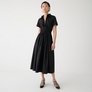 J.Crew Elena shirtdress in cotton poplin Black Outlet Online | 76GRMYNVT