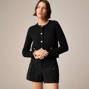 J.Crew Emilie sweater lady jacket in textured cotton blend Black Clearance | 45LVGHREC