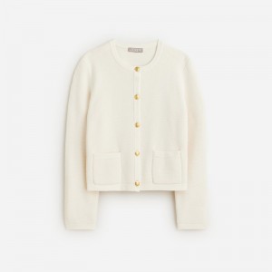 J.Crew Emilie sweater lady jacket with contrast trim Ivory Online | 83HLAIMOP