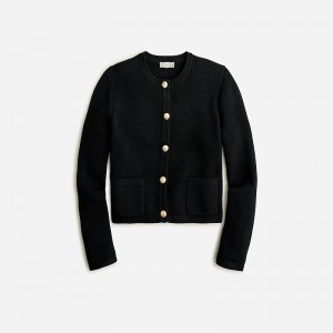 J.Crew Emilie sweater lady jacket with contrast trim Black Online | 85WEZCXPI