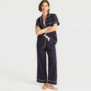 J.Crew End-on-end cotton short-sleeve pajama set Navy Factory Promo | 63NCEVBZX