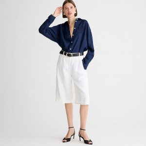 J.Crew Etienne oversized shirt in Baird McNutt Irish linen Navy Online | 06SXWABTF