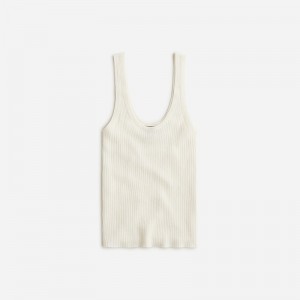 J.Crew Featherweight cashmere ribbed tank top White Clearance | 38OBKJNDV