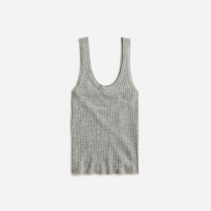 J.Crew Featherweight cashmere ribbed tank top Grey Factory Promo | 67SBXKCRN