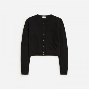 J.Crew Featherweight cashmere shrunken cardigan sweater Black Clearance | 42SJWLDGV