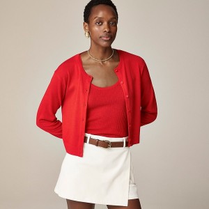 J.Crew Featherweight cashmere shrunken cardigan sweater Red Factory Outlet | 54QONGWDB