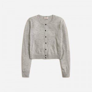 J.Crew Featherweight cashmere shrunken cardigan sweater Grey Factory Outlet | 52YEBZPRS