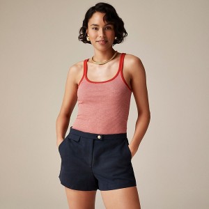 J.Crew Fine rib racerback tank top Micro Feeder Red Ivory Clearance | 48NYDRJFI